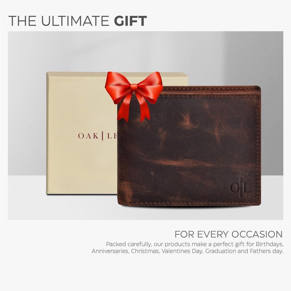 Oak Leather trifold wallet new